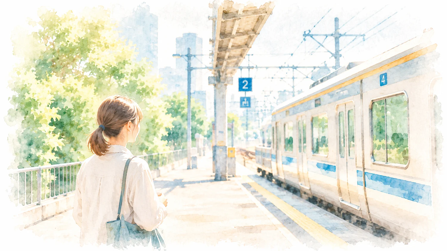 電車通勤のイラスト